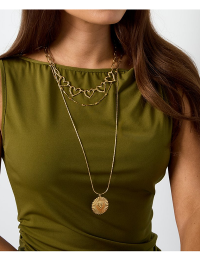 Goudkleurig lange ketting met bedel