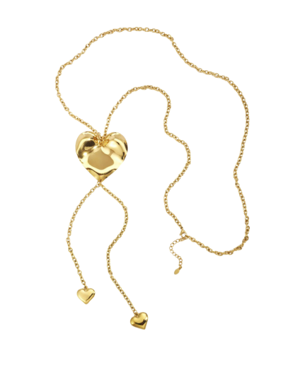 Goudkleurige lange ketting met hartjes