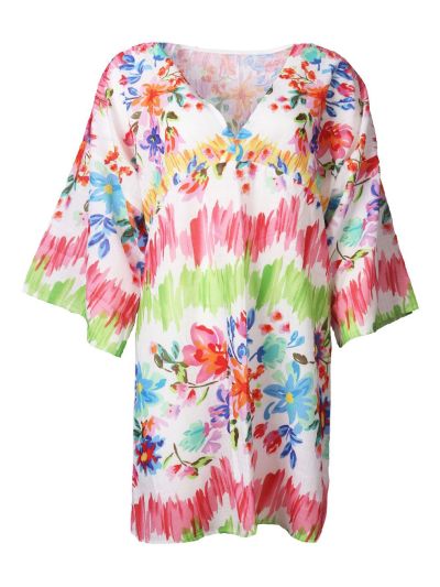 Lange tuniek met kleurrijke bloemenprint