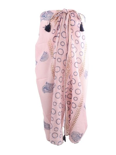 Lichtroze sarong met diverse prints