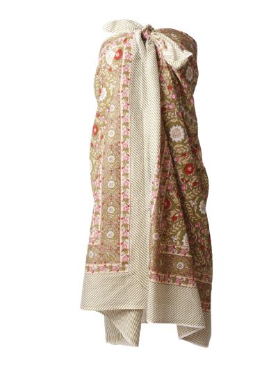 Aida sarong in olijfgroen met bloemenprint