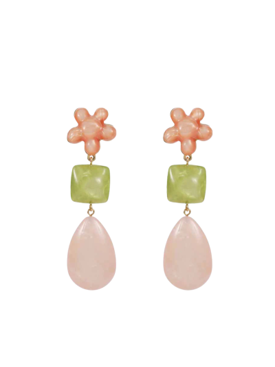 Statement oorbellen pastel bloemen