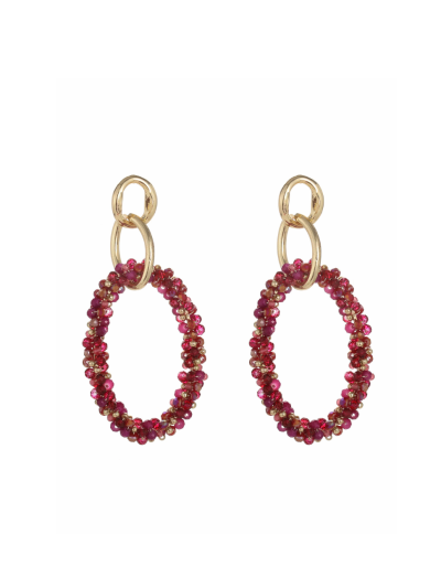Statement oorbellen met roze kraaltjes