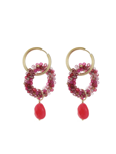 Statement oorringen met roze kralen