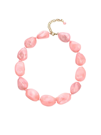 Grote statement kralenketting met marmereffect
