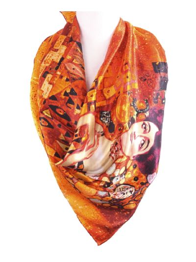 Vierkante sjaal met print van ''Portret van AdÃ¨le Bloch-Bauer I'' van Gustav Klimt