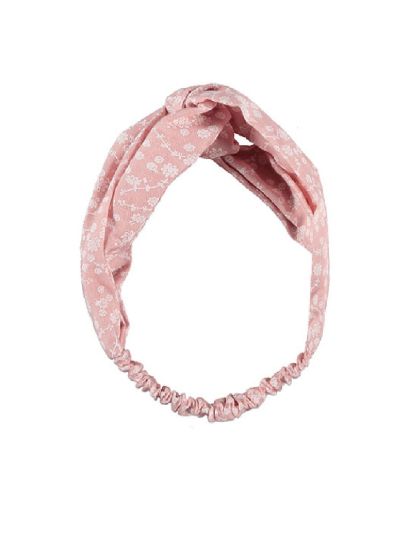 Oudroze haarband met bloemenprint