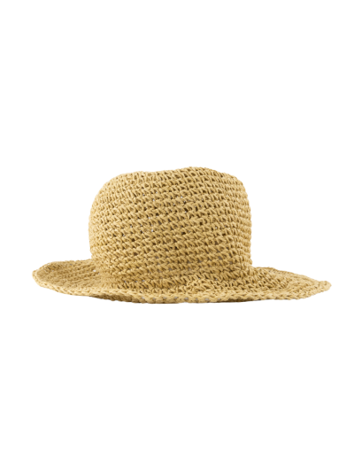 Raffia gevlochten bucket hat