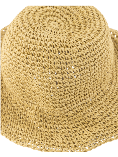 Raffia gevlochten bucket hat