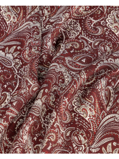 Donkerrood zijden sjaaltje met paisleyprint