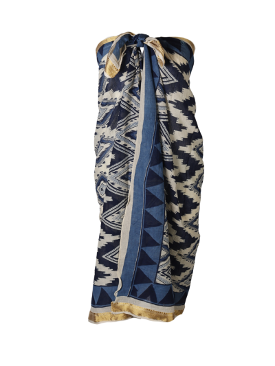 Katoenen sarong met Azteken print in blauw