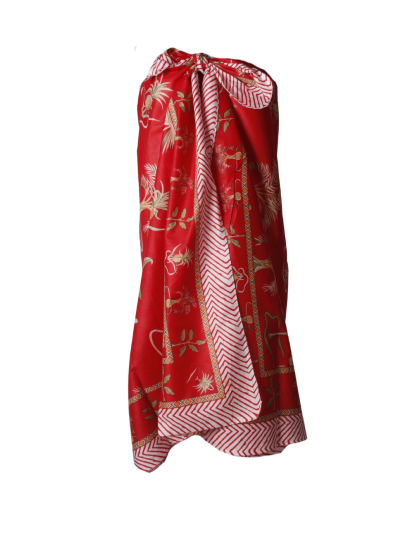 Sarong in rood met plant print