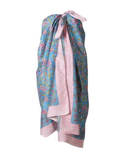 Elise sarong in turquoise en roze