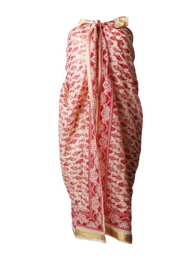 Sarong met visjes in koraalrood