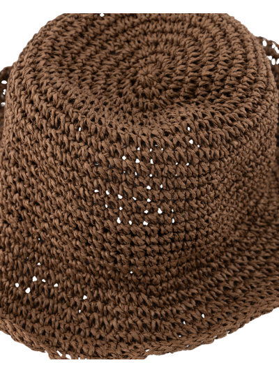 Raffia gevlochten bucket hat