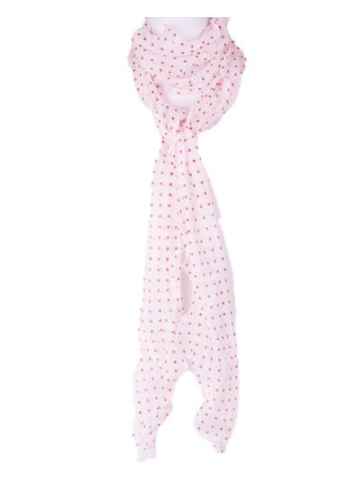 Witte voile sjaal met stippenprint 