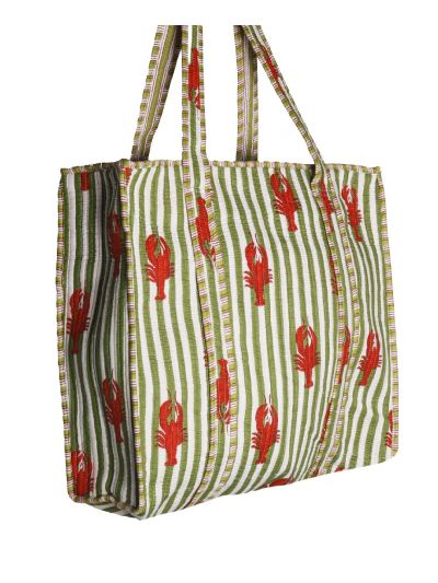 Gewatteerde shopper / schoudertas met kreeftenprint