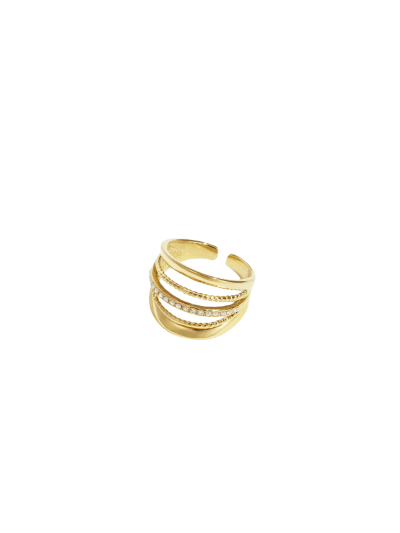 Layered ring met strass 