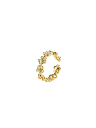 Bloemen ring met strass