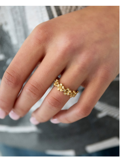 Bloemen ring met strass