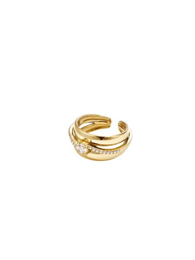 Layered ring met strass steentjes