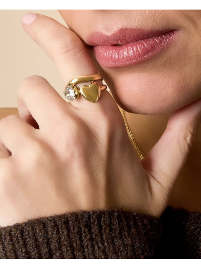 Ring met strass en hart