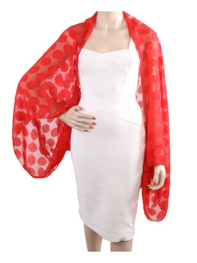 Rode bolero stola met rozenprint
