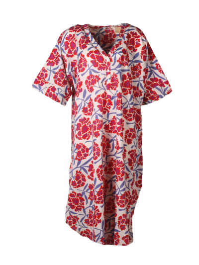 Katoenen kaftan jurk met bloemenprint