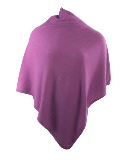 Kasjmier-blend poncho in cyclaam-roze