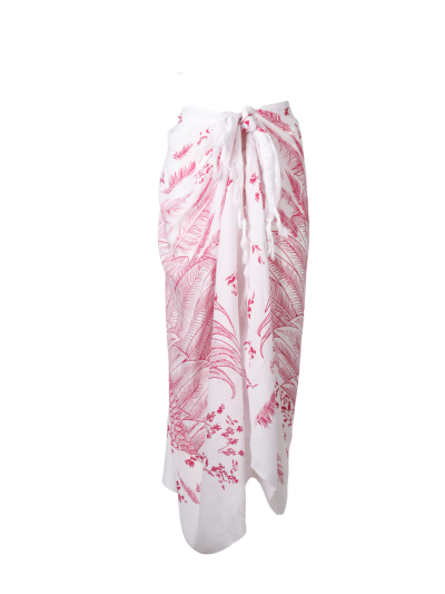 Sarong met verenprint roze