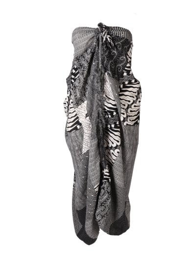 Sarong met mixed print in zwart-wit