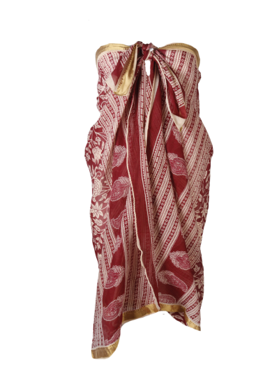 Donkerrode sarong met bloemenprint