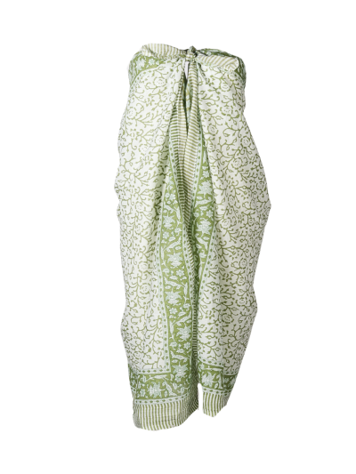 Sarong met bloemenprint in limegroen