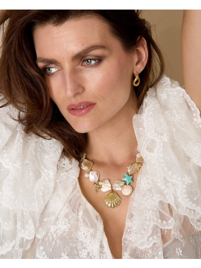 Parelmoer schelpen ketting met bedels