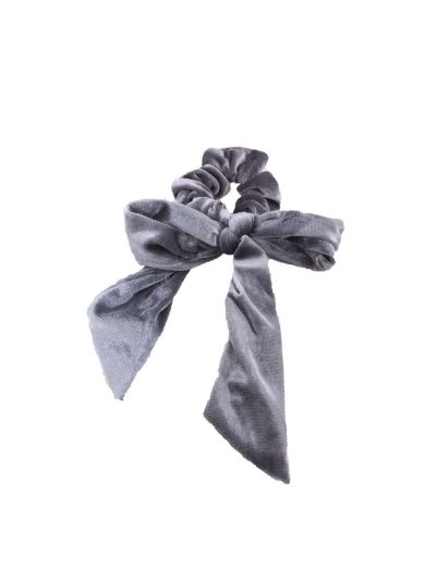 Velvet Scrunchie met strik in grijs