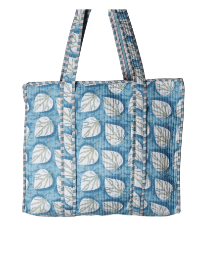 Gewatteerde schoudertas/shopper met bladerenprint