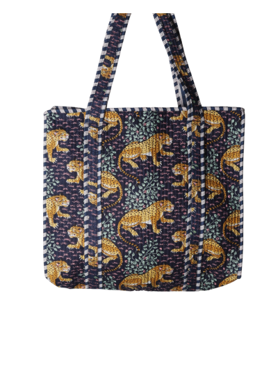 Gewatteerde schoudertas/shopper met panterprint