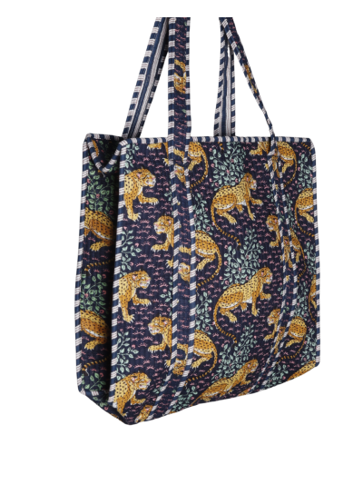 Gewatteerde schoudertas/shopper met panterprint