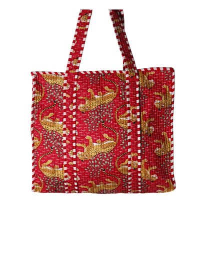 Gewatteerde schoudertas/shopper met panterprint