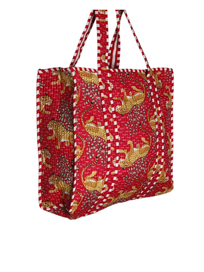 Gewatteerde schoudertas/shopper met panterprint