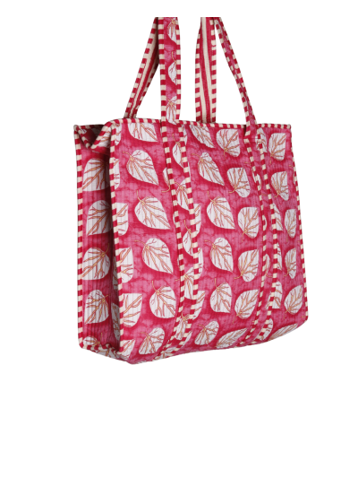 Gewatteerde schoudertas/shopper met bladerenprint