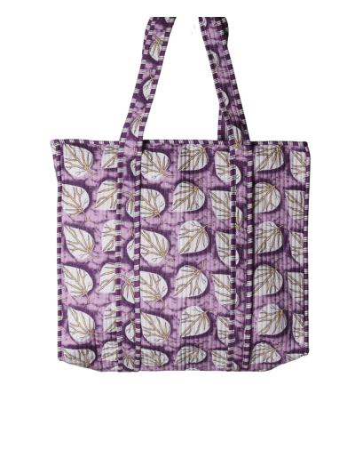 Gewatteerde schoudertas/shopper met bladerenprint