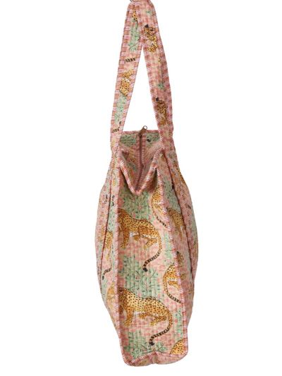 Gewatteerde schoudertas/shopper met panterprint