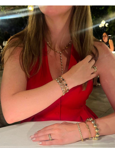 Clover Y-ketting met strass steentjes