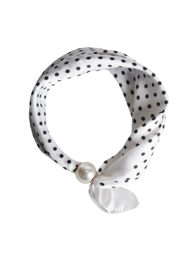 Polkadot sjaaltje met parel sluiting 
