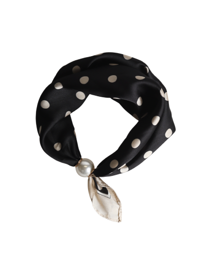 Satijn polkadot sjaaltje met parel sluiting