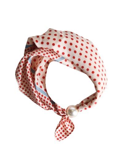 Polkadot sjaaltje met parel sluiting 