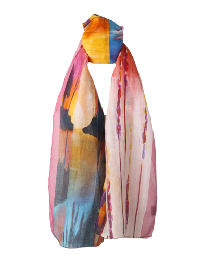 Zijde blend kleurrijke sjaal met abstracte print