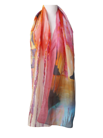 Zijde blend kleurrijke sjaal met abstracte print