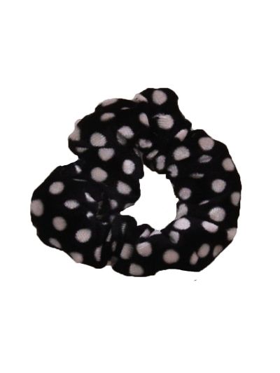Velvet Scrunchie met stippen in zwart